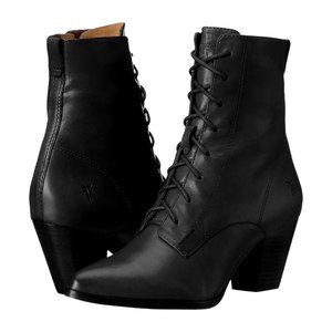 Frye Renee black lace up pointed toe boots